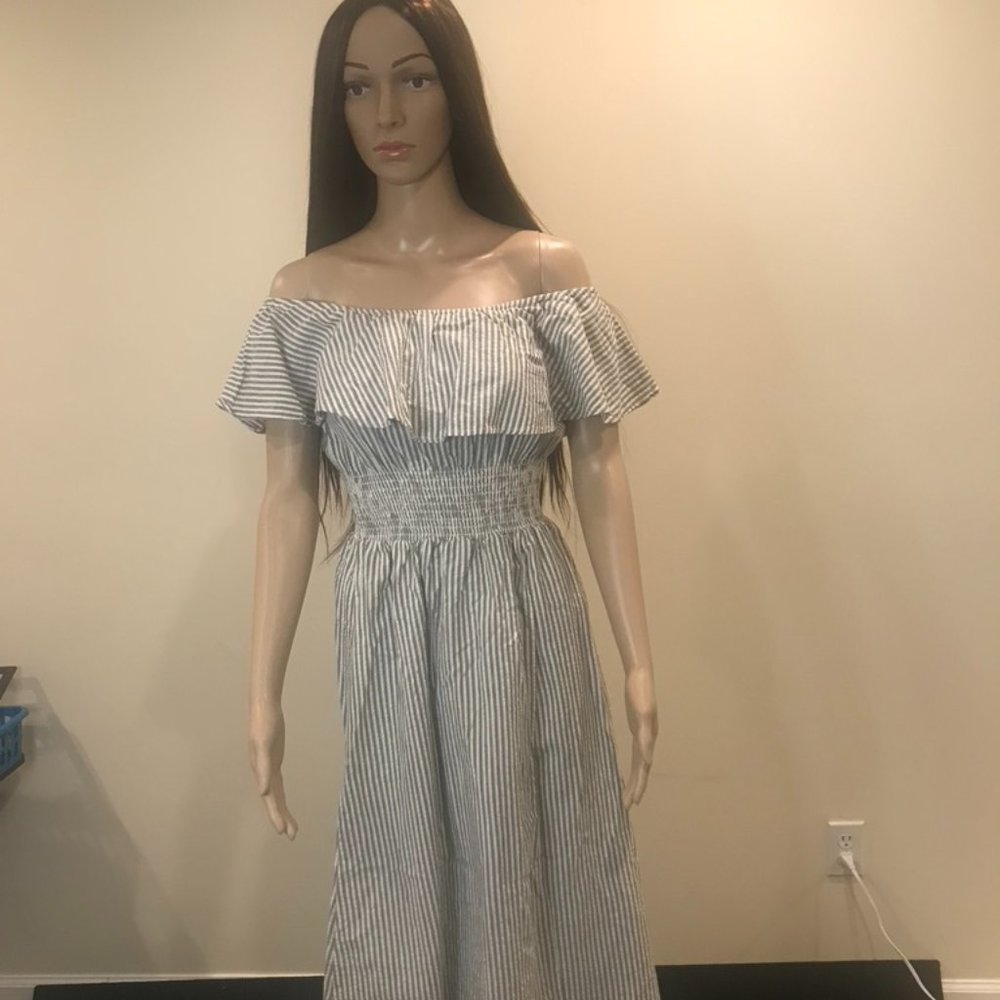 Zara grey/white midi dress